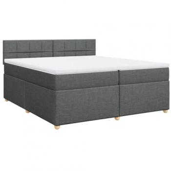 Cama box spring con colchón tela gris oscuro 200x200 cm