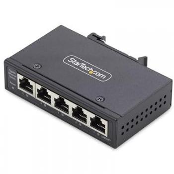 StarTech 5-Port Unmanaged Industrial Ethernet Switch - IP30, 100/1000 Mbps, DIN Rail/Wall-Mountable, TAA Compliant