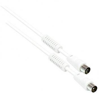 Cable Antena SAT TV 3m con Filtro de Mantelstrom, Doble Apantallamiento y Conectores Koaxiales - 95dB - Blanco