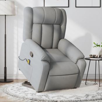 Sillón de masaje reclinable de tela gris claro Vidaxl con función de masaje, diseño ergonómico, reposabrazos acolchados, base estable y ajuste de posición