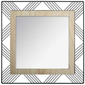 Espejo Cuadrado Decorativo de Hierro y Madera Atmosphera