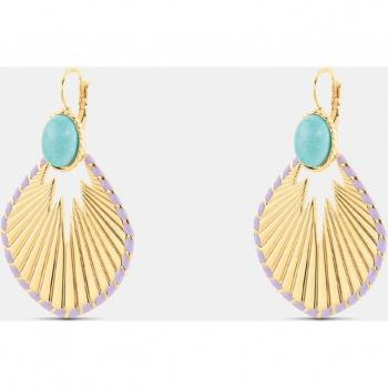 Pendientes largos ARLEQUIN con amazonita y esmalte