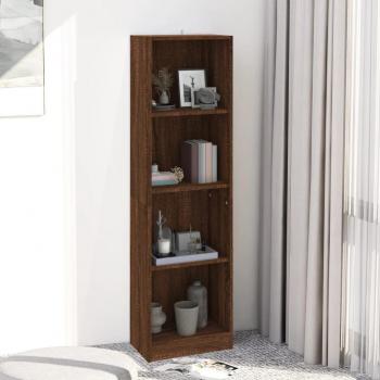 Estantería de 4 niveles en madera multicapa color roble marrón, dimensiones 40x24x143 cm