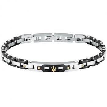 Pulsera de Hombre Maserati Cerámica y Acero Inoxidable Dorado y Negro 18+3.5cm