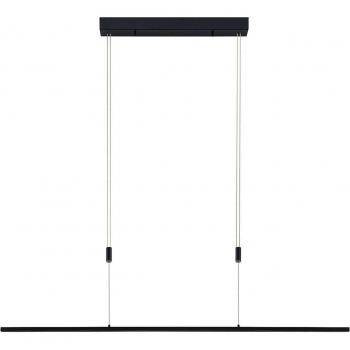 Lámpara colgante LED Lucande Stakato, moderna, 6 luces, 140 cm de largo, color negro, material metal, ideal para salón y comedor