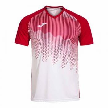 Camiseta de fútbol Joma Tiger VI hombre blanca y roja, manga corta