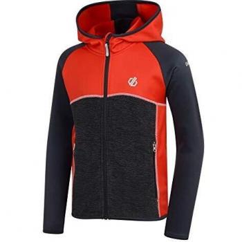 Dare 2b Curate Core Stretch Full Zip Quick Drying Hooded Micro Fleece Capa Intermedia elástica, Infantil, Fiery Red/Ebony Grey, 5-6
