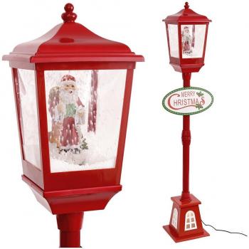 Farola de Navidad con luz, movimiento y sonido - Color Rojo con Papá Noel en el interior