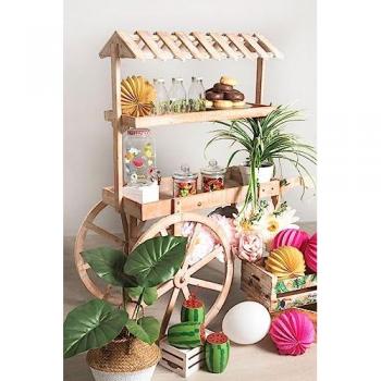 Carrito Candy Bar Madera Strawberry Envejecido - Marrón Envejecido