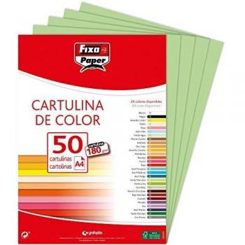 Fixo paper 11110328 z paquete de 50 cartulinas z tamano a4 cartulina 180g color verde manzana