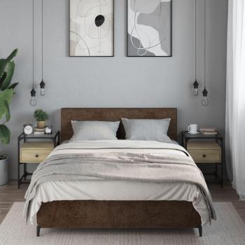 Mesitas de Noche VidaXL 2 Unidades Madera Ingeniería 40x40x55 cm Negro, Roble Sonoma, Roble Ahumado - Mesita Habitación Dormitorio para Salón, Estudio, Mesa Auxiliar