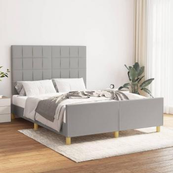 Cama solar sin colchón de Tela Gris Claro 140x190 cm Jinlefu - Estructura de cama con cabecero de tela gris claro 140x190 cm vidaXL - Gris