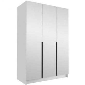Armario Guardarropa Atlanta 203, Blanco y Negro, 215x150x58cm, Puertas con Bisagras