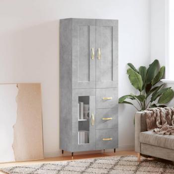 Armario alto de hormigón gris 69,5x34x180 cm en madera multicapa y contrachapada