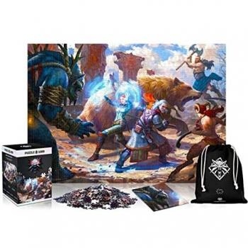 The Witcher 3: Wild Hunt Geralt & Triss in Battle | Puzzle 1000 Piezas | Incluye póster y Bolsa | 68 x 48 | Videojuego | Rompecabezas para Adultos y Adolescentes | para Navidad y Regalos | Decoración