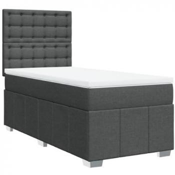 Cama box spring con colchón tela gris oscuro 100x200 cm Vidaxl
