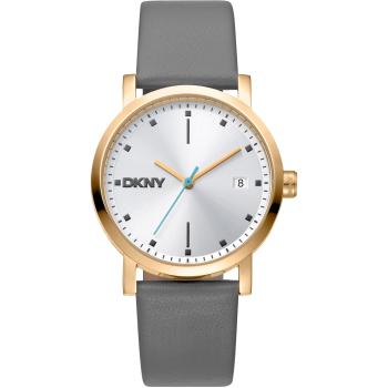 Reloj de pulsera DKNY Soho Midi 34 mm para mujer en gris ratón/silver, correa de cuero minimalista con fecha