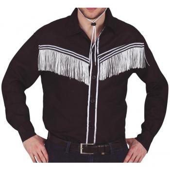 Camisa negra de vaquero con flecos para adulto.