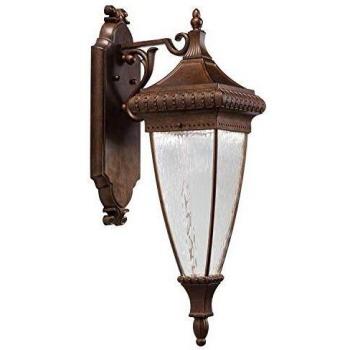 Aplique de lluvia veneciana grande, bronce cepillado claro, vidrio, 3 luces, IP44, E14