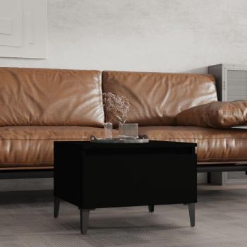 Mesa auxiliar de madera contrachapada 50x46x35 cm en color blanco y negro, brillante, ideal como mesa de sofá o consola de entrada para salón