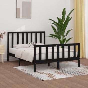 Cama de madera maciza negra 140x200 cm
