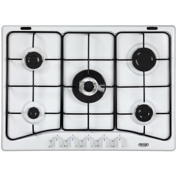 Placa de Gas De'Longhi YBF 57 ASV 70cm Blanca, 5 Fuegos, Comandos Frontales, Fabricada en Italia