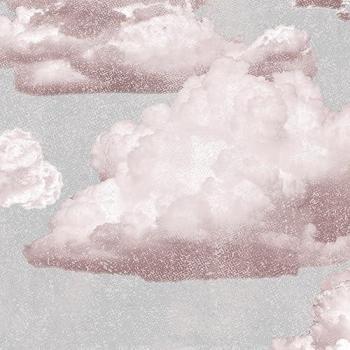 Papel Pintado Nubes Rosas Ecológico y Vegano, 250x200cm, 8 Hojas (5,5 m²)