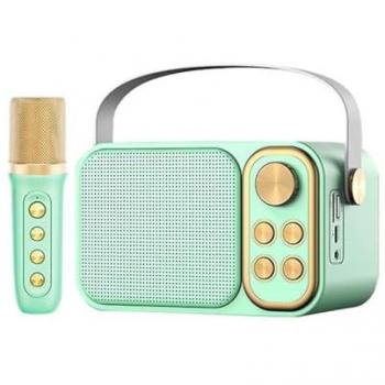 Altavoz Subwoofer Karaoke Retro Klack 10W con Micrófono y Bluetooth - Verde