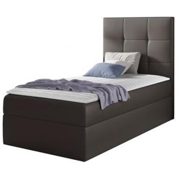 Cama Continental Baltimore 180 Individual, Cuero Ecológico, Somieres, 90x200 cm, Gris, 208 x 82 x 103 cm