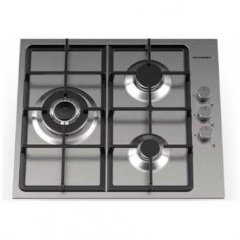 Placa de Gas Natural 60cm Schneider SCTG631EX1/1 con 2 Fogones + 1 Wok de Acero Inoxidable