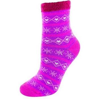 Yaktrax Aloe Vera Pink Bow Pattern Cabin Socks 1 Pair