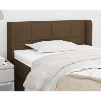 Cabecero de Cama Tapizado Antimancha con Orejas en Tela Marrón Oscuro 83x16x78/88 cm