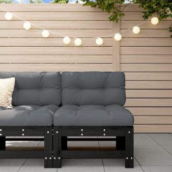 Sofá central con cojines de madera maciza de pino negro