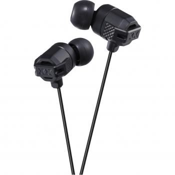 Auriculares In Ear JVC Serie XX HA-FX102-B-E, Resistentes a Golpes para Deportes Extremos, Graves Potentes, con Adaptadores de Silicona, Color Negro