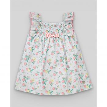 Vestido de bebé niña de algodón estampado con nido de abeja