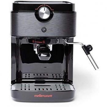Mellerware - Cafetera profesional Bari! 1630W | Cafe Espresso y Cappuccino | 20 Bares | Sistema calientamento Thermoblock | 1-2 Cafés a la vez | Vaporizador Orientable | Coffee machine | 1L | Negro