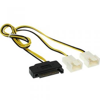 Adaptador de Alimentación SATA a Doble Conector de Ventilador 4 pines PWM - Cable Y de 30 cm