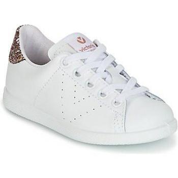 Victoria Tenis Zapatillas de piel con trasera de glitter y logotipo troquelado