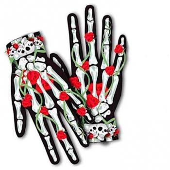 Guantes Cortos Catrina rosas pequeñas