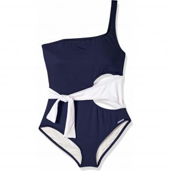 VINCE CAMUTO Women's Shoulder One Piece Swimsuit with Side Wrap