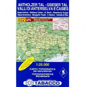 Mapa excursionista y topográfico Valle de Anterselva - Valle de Casies 1:25.000 TABACCO #32