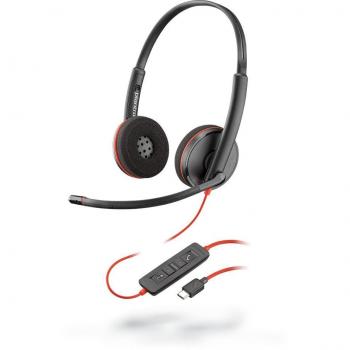 Auriculares Gaming Poly Re C3220 con Cable USB Tipo C para Oficina y Centro de Llamadas, Diadema Ajustable en Negro