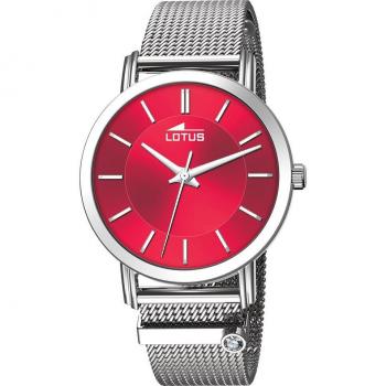 Reloj Lotus Trendy 18737/5 para Mujer, Esfera Roja, Caja de Acero Inoxidable 316L Plateado
