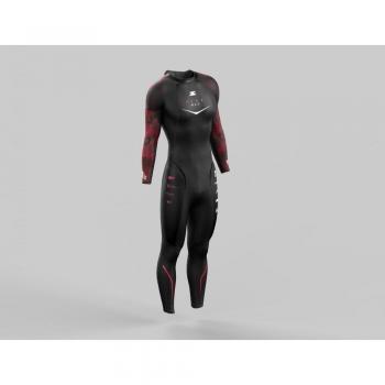 Z3R0D Flex Max Men's Neoprene Triathlon Wetsuit - Black Red, Aerodome Buoyancy, Size M Tall