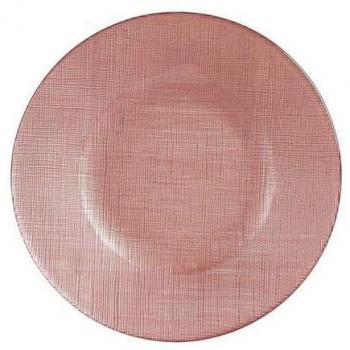 Plato Llano Rosa de Vidrio (6 Piezas, 21 x 2 x 21 cm)