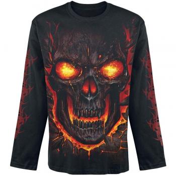Spiral Gothic Long Sleeve Skull Lava Shirt for Men - Black - Sizes M to XXL