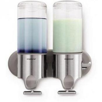 Simplehuman - Dosificador doble de champú con soporte de pared