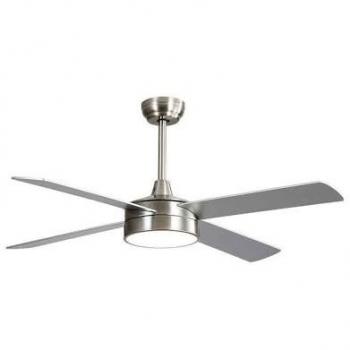Ventilador de Techo FABRILAMP Nevery 24W con Luz LED, 2950lm, Niquel, 4 Aspas Reversibles Plata/Haya, 3000-4000-6000K,