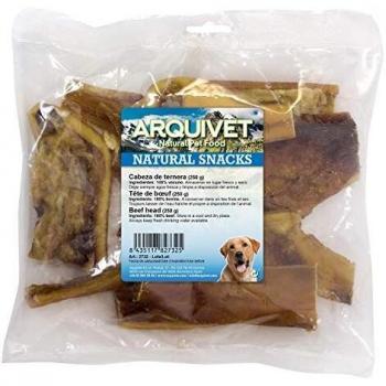ARQUIVET Cabeza de Ternera Bolsa 250 gr - Snacks 100% Naturales para Perros - Premios, chuches, golosinas, recompensas, chucherías caninas - Snacks para morder Perros