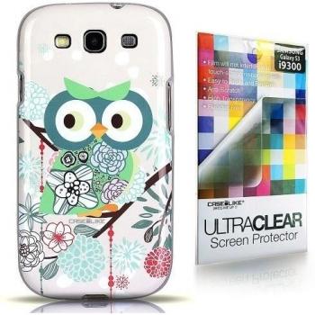 CaseiLike ® arte de buho 3328, Snap-on duro volver funda para Samsung Galaxy S3 S 3 S III SIII i9300 con Protector de pantalla